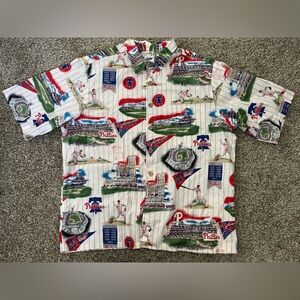 Men’s Aloha Reyn Spooner Philadelphia Phillies Baseball MLB Button Up Shirt XL